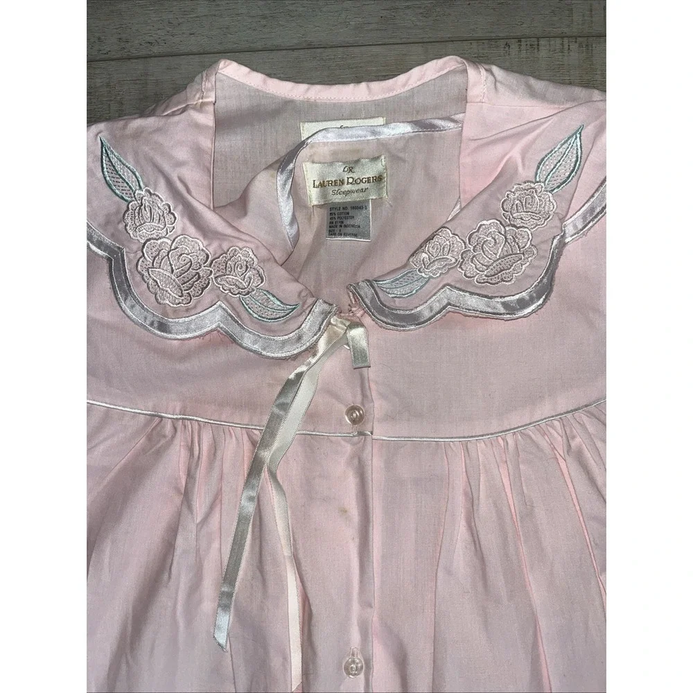 Vtg Lauren Rogers Pink Nightgown & Robe Pajama Set NWT SIZE SMALL
